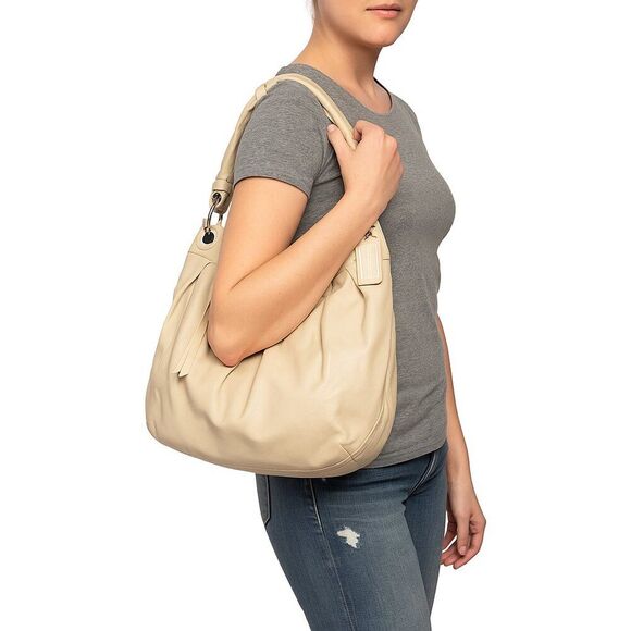 Coach Leather Hobo Shoulder Crossbody Bag Style 13411 Off-White Silver Hardware - Picture 3 of 16